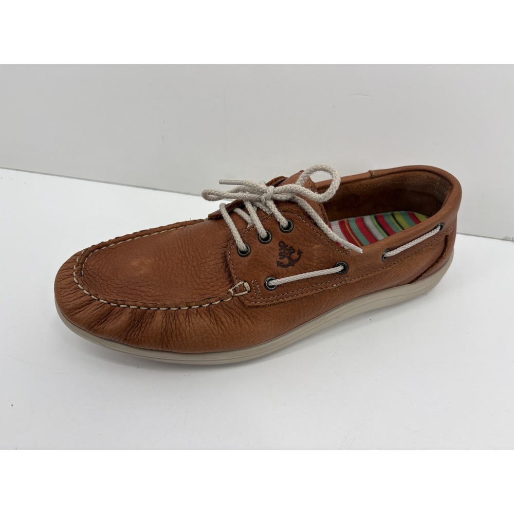 SAS Decksider Boat Shoes Men's Brown Leather Casual Comfort Tripad, USA, 12M
